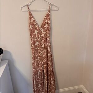 Abercrombie & Fitch Floral Maxi Dress in Brown and Cream